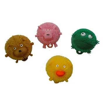 Set of 4 Adorable Mini Animal Puffer Balls for Kids