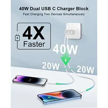 40W Dual USB C Charger - Fast Charging for All Devices