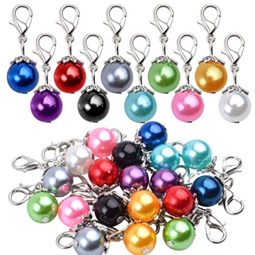 Aylifu Clip-On Charms, 20pcs Colorful Pearl Dangle Charms for DIY Jewelry