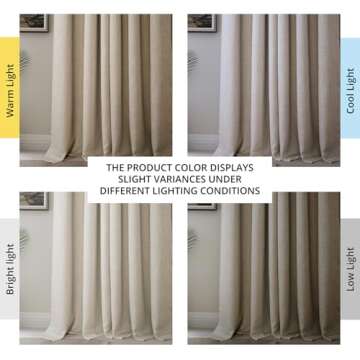 HPD Half Price Drapes Faux Linen Textured Room Darkening Curtains - 84" Long, 50" Wide Panel, Thatch...