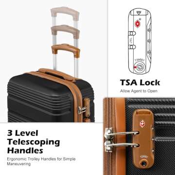 LONG VACATION Luggage Set Lightweight Carry on Suitcase ABS Hardshell Luggage TSA Lock Spinner Wheel...