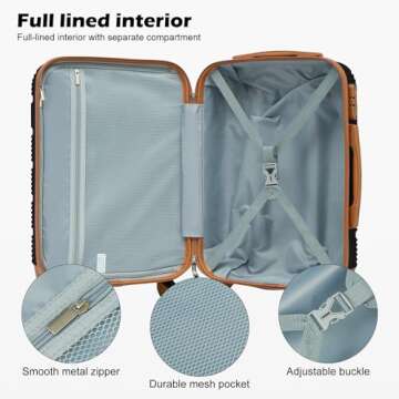 LONG VACATION Luggage Set with Hardshell TSA Lock and Spinner Wheels