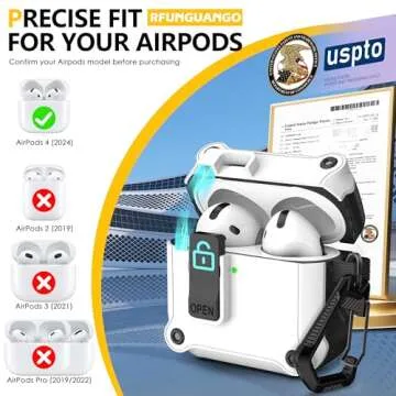 Premium RFUNGUANGO AirPods 4th Gen Case - Auto Open & Protect
