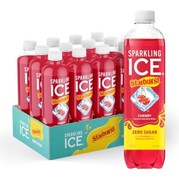 Sparkling Ice STARBURST Cherry Sparkling Water - Zero Sugar, Low Calorie, with Vitamins - 12 Pack