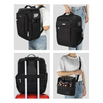 Relavel Professional Makeup Case Makeup Backpack and Makeup Brush Case for Makeup Artists, Durable Water-resistant Material, with Shoulder Strap and Adjustable Dividers Black