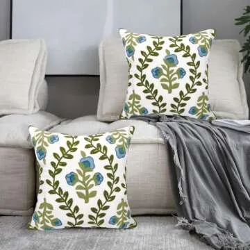 Alysheer Floral Embroidered Pillow Covers Set of 2