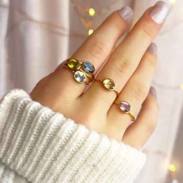 Danique Jewelry Gemstone Stacking Rings • Build Your Own Custom Stacking Ring Set • 925 Sterling...