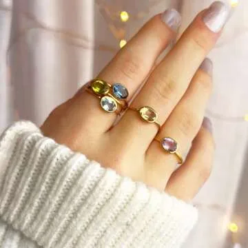 Danique Jewelry Gemstone Stacking Rings • Build Your Own Custom Stacking Ring Set • 925 Sterling...