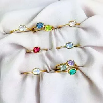 Customizable Danique Gemstone Stacking Rings Set