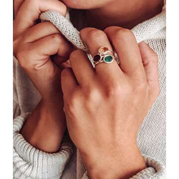 Customizable Danique Gemstone Stacking Rings Set