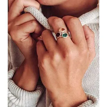 Customizable Danique Gemstone Stacking Rings Set