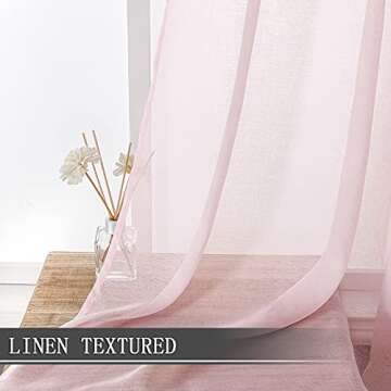 Tollpiz Short Sheer Curtains Linen Textured Bedroom Curtain Sheers Light Filtering Rod Pocket Voile ...