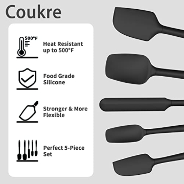 Coukre 5-Piece Silicone Spatula Set for Versatile Cooking and Baking
