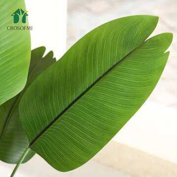 CROSOFMI Artificial Bird of Paradise Plant 6 Feet Fake Tropical Palm Tree with 13 Leaves,Perfect Fau...