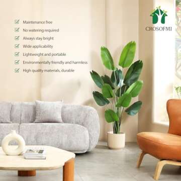 CROSOFMI Artificial Bird of Paradise Plant - 6ft Faux Tropical Charm