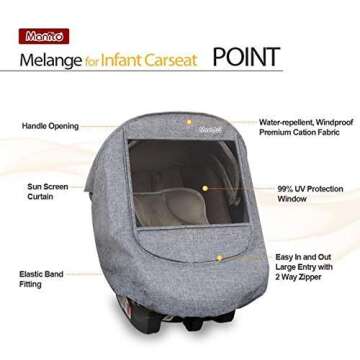 Manito Melange Infant Car Seat Weather Shield (Charcoal Grey)