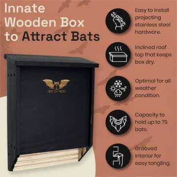 BIGBATBOX - Bat House for Outdoors - Clean Your Backyard from Mosquitoes - Wooden Bat House Kit - with Our Proven Bat Box Design, You are Almost Guaranteed to Attract Bats! WildYard