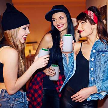 60 Pieces Sublimation Blanks Beer Blank Can Cooler Sleeve Insulated Neoprene 12 oz Can Cooler Cover Reusable Collapsible DIY Personalized for Parties Weddings Graduation Events