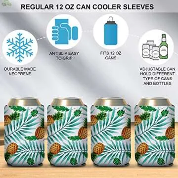60 Pieces Sublimation Blanks Beer Blank Can Cooler Sleeve Insulated Neoprene 12 oz Can Cooler Cover Reusable Collapsible DIY Personalized for Parties Weddings Graduation Events