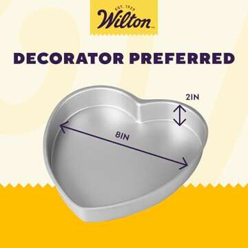 Wilton Decorator Preferred Heart Shaped Cake Pan, 8-In. Baking Pan for Lovely Cakes, Aluminum