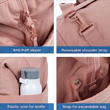 BAGSMART Gym Bag for Women, Carry on Weekender Overnight Bag, Travel Duffel Bags with Trolley Sleeve, Personal Item Travel Bag Tote Bag Workout Dance Bag, Dark Pink