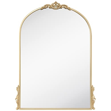 Hobby Lobby Gold Wall Arch Mirror – Arch & Flourish - MDF Back Arched Ornate Mirror for Vanity, Living Room or Event – Home Décor