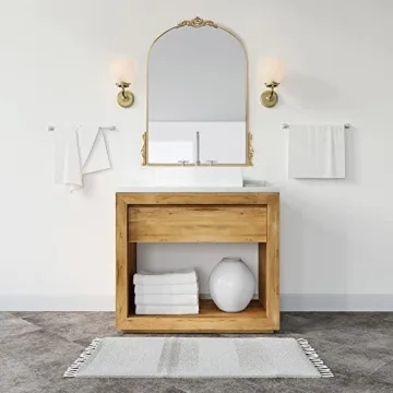 Hobby Lobby Gold Wall Arch Mirror – Arch & Flourish - MDF Back Arched Ornate Mirror for Vanity, Living Room or Event – Home Décor