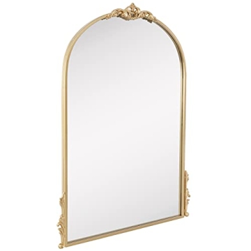 Hobby Lobby Gold Wall Arch Mirror – Arch & Flourish - MDF Back Arched Ornate Mirror for Vanity, Living Room or Event – Home Décor