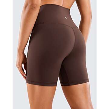 CRZ YOGA Women's Naked Feeling Biker Shorts - 6 Inches High Waist Yoga Workout Running Gym Spandex T...
