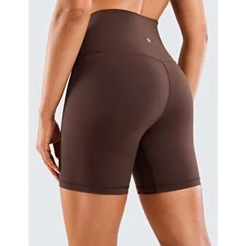 CRZ YOGA Women's Naked Feeling Biker Shorts - 6 Inches High Waist Yoga Workout Running Gym Spandex T...