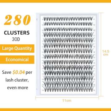Lash Clusters 30D 50D-D-9-16MIX B&Q LASH Individual Lashes 280 False Eyelash 9-16MIX Extensions Cluster DIY at Home (30D 50D,D-9-16MIX)