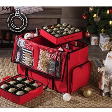 ZOBER 2-in-1 Christmas Ornament Storage Box Ideal for Holidays