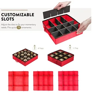 ZOBER 2-in-1 Christmas Ornament Storage Box Ideal for Holidays