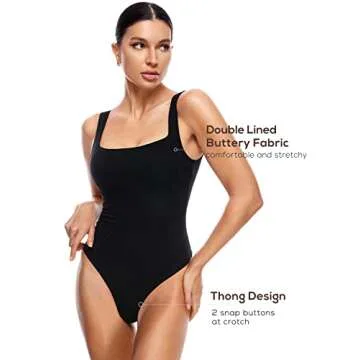 INLYRIC Inbarely Square Neck Thong Bodysuit - Stylish Comfort