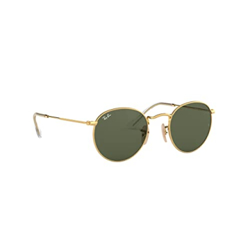 Ray-Ban RB3447N Round Flat Lens Sunglasses in Gold/G-15 Green