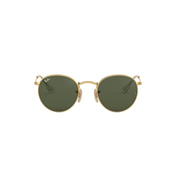 Ray-Ban RB3447N Round Flat Lens Sunglasses in Gold/G-15 Green