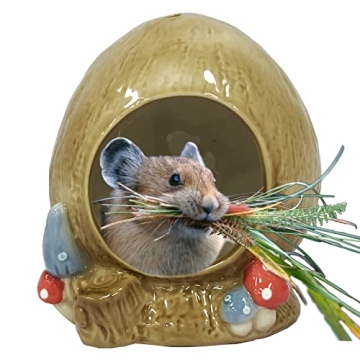 Hapyard Safe Hamster Bed Coconut-Shaped House with Ceramic for Small Animal All-Season Hideout