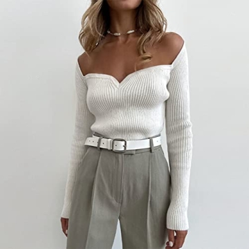 Sexy Sweetheart Neck Cropped Sweater for Women