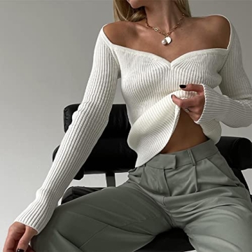 Sexy Sweetheart Neck Cropped Sweater for Women