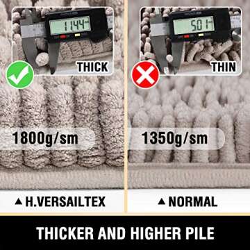 H.VERSAILTEX Bathroom Rugs Bath Mats for Bathroom Non Slip Luxury Chenille Bathroom Rugs Extra Soft Absorbent Bathroom Mat Rugs Fast Dry Bathroom Rugs Sets 2 Piece (Taupe, 24" x 36"/20" x 32")