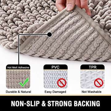 H.VERSAILTEX Bathroom Rugs Bath Mats for Bathroom Non Slip Luxury Chenille Bathroom Rugs Extra Soft Absorbent Bathroom Mat Rugs Fast Dry Bathroom Rugs Sets 2 Piece (Taupe, 24" x 36"/20" x 32")