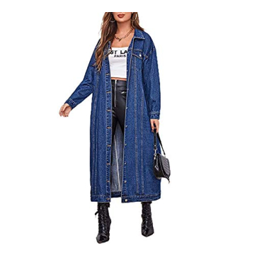 Chouyatou Women's Denim Jacket Midi Coat for Stylish Wear