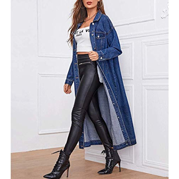 Stylish Chouyatou Denim Midi Coat for Women