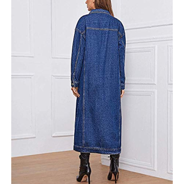 Stylish Chouyatou Denim Midi Coat for Women
