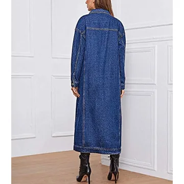 Stylish Chouyatou Denim Midi Coat for Women
