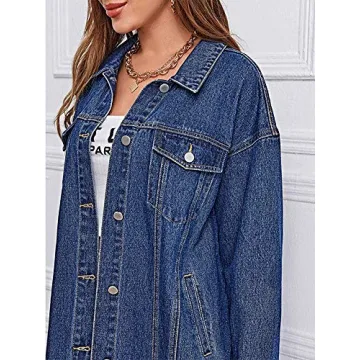 Stylish Chouyatou Denim Midi Coat for Women