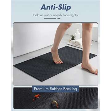 AMOAMI Ultra Thin Bathroom Rugs, Rubber Backed Bath Mats for Bathroom Non Slip, Absorbent Bathroom M...
