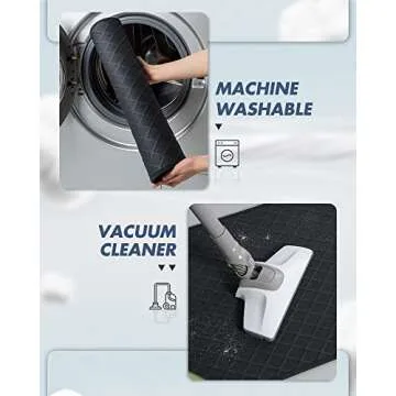 AMOAMI Ultra Thin Bathroom Rugs, Rubber Backed Bath Mats for Bathroom Non Slip, Absorbent Bathroom Mat for Floor, Shower, Sink (17"x28", Black)