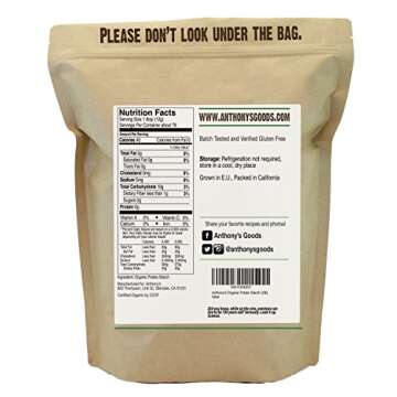 Anthony's Organic Potato Starch, Unmodified, 2 lb, Gluten Free & Non GMO, Resistant Starch
