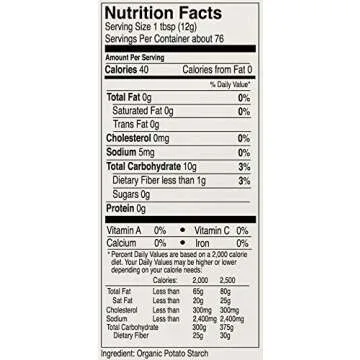 Anthony's Organic Potato Starch, Unmodified, 2 lb, Gluten Free & Non GMO, Resistant Starch